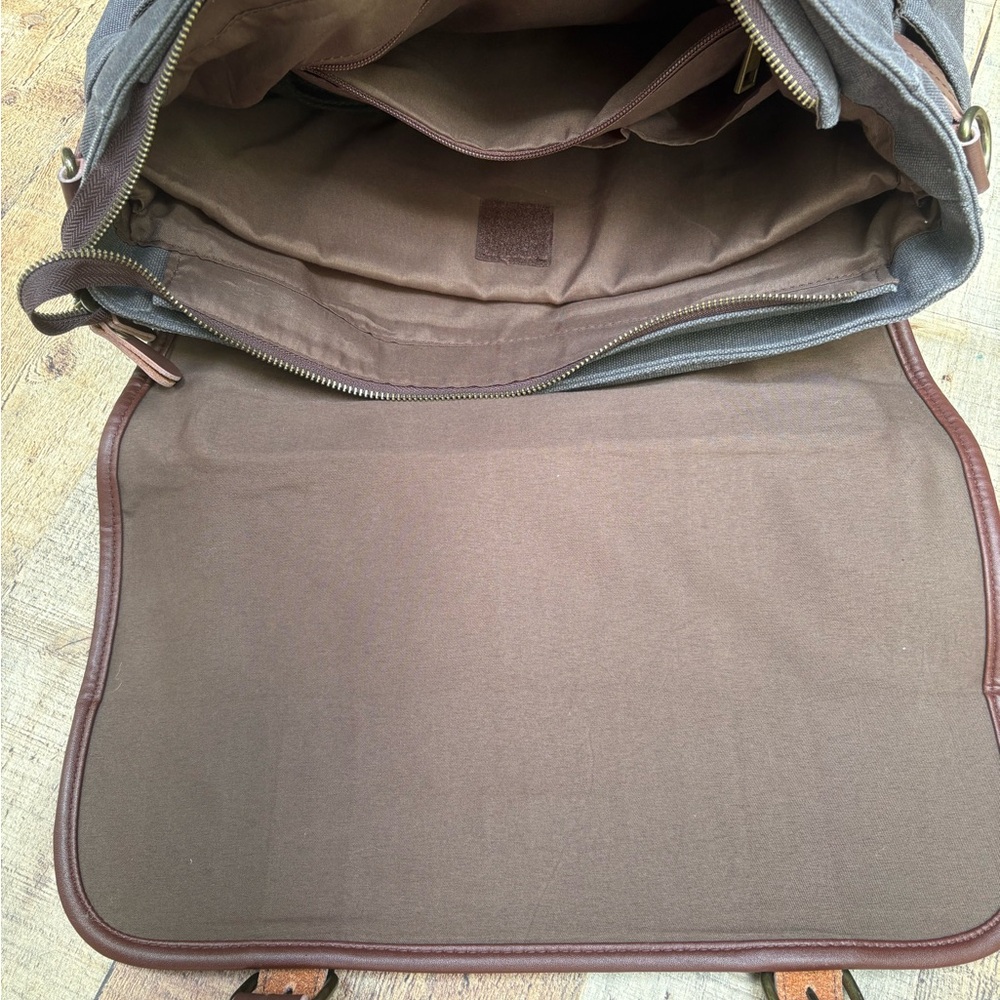 Lovevook Stylish Brown and Gray Canvas laptop bag - Picture 3 of 8